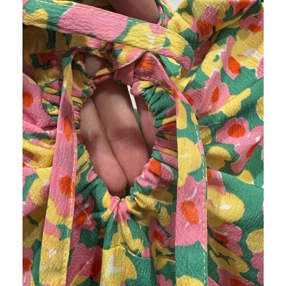 ASOS Neon Rose Milkmaid MIDI Tea Dress Women’s Plus Size 20 Ditsy Floral Print - Picture 4 of 8